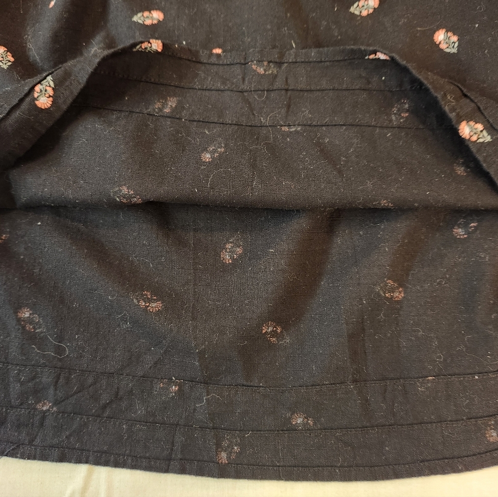 Old Navy Women Black Floral Print Peasant Tunic Top Size L Whimsygoth Boho Flowy - Picture 8 of 13